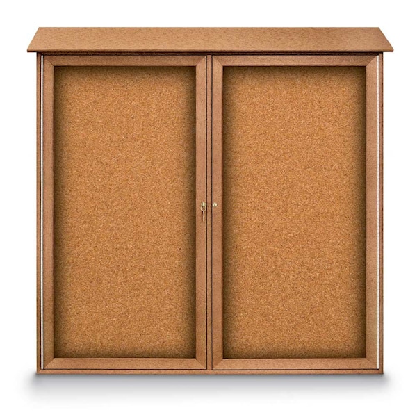 Indoor Enclosed Combo Board, 48"x36", Satin Frame/White Porc & Burgundy